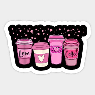 Coffee Lover, Pink Hearts, Galentines day, Valentines day Sticker